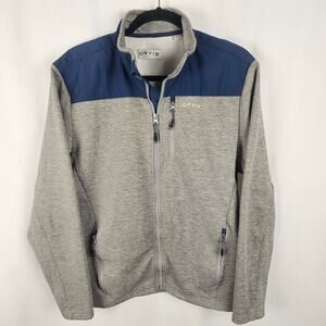 ORVIS Fleece Jacket Mens M Gray Blue Full Zip Performance Outdoor Minimalis